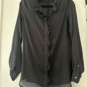 Elegant Black Ruffle Blouse